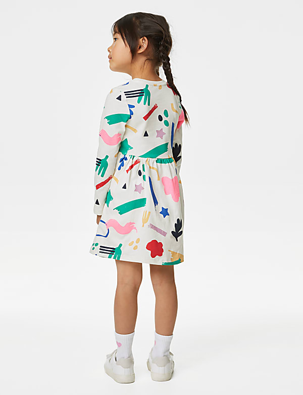 Pure Cotton Abstract Print Dress (2-8 Yrs)
