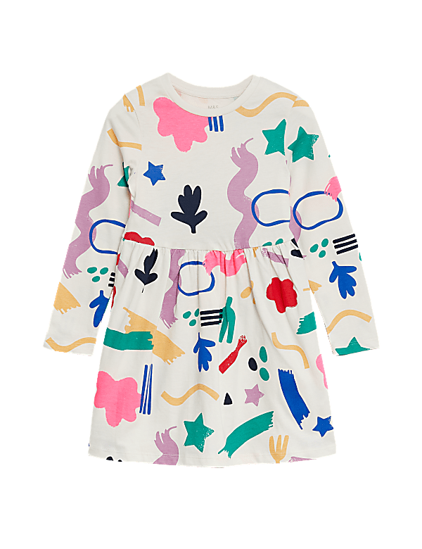 Pure Cotton Abstract Print Dress (2-8 Yrs)