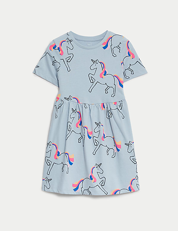 Robe 100 coton a motif licorne du 2 au 8 ans SOFT BLUE Robes M S CH