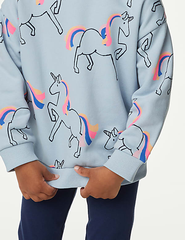 Buy Cotton Rich Unicorn Sweatshirt 2 8 Yrs at Marks Spencer
