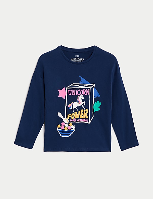 Pure Cotton Unicorn Printed Round Neck Top