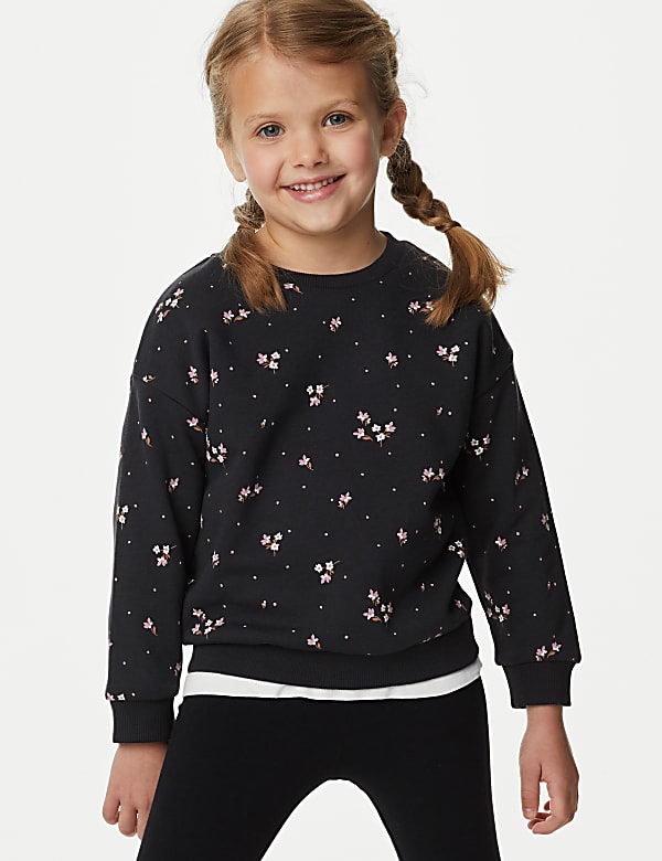 Cotton Rich Floral Sweatshirt (2-8 Yrs)
