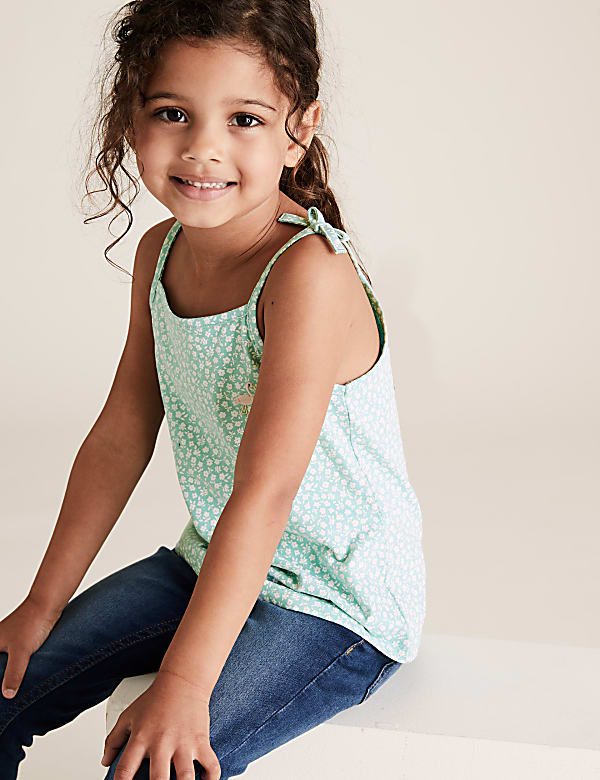 Pure Cotton Ditsy Flower Vest Top (2-7 Yrs)