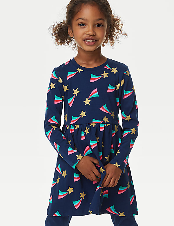 Pure Cotton Shooting Star Dress (2-8 Yrs)