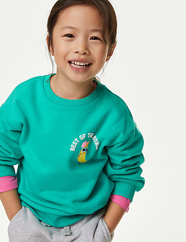 Cotton Rich Slogan Sweatshirt (2-8 Yrs) - CY