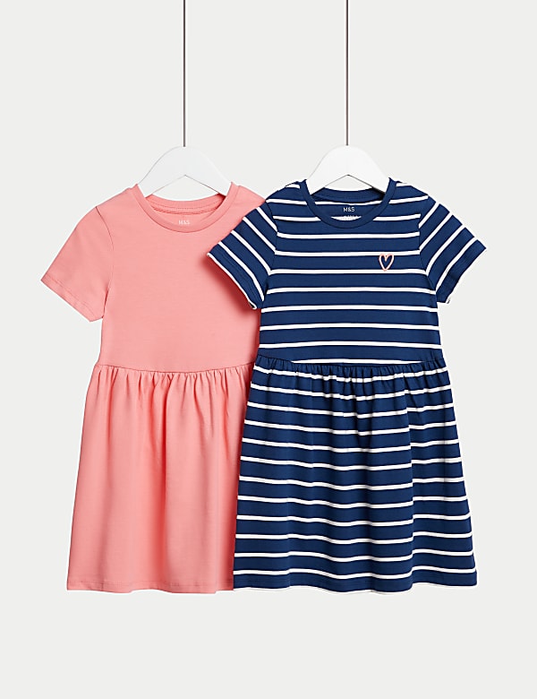 2pk Cotton Rich Striped Dresses (2-8 Yrs)