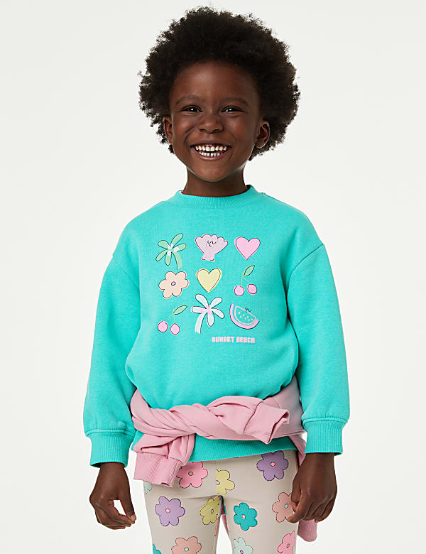 Cotton Rich Printed Sweatshirt (2-8 Yrs)