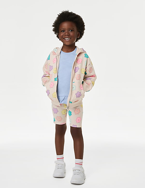 Cotton Rich Printed Zip Hoodie (2–8 Yrs)