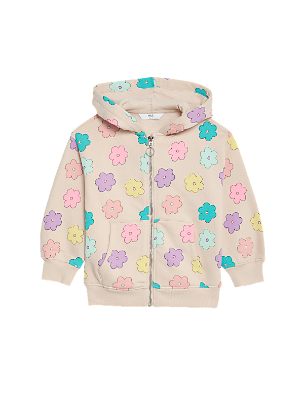 Cotton Rich Printed Zip Hoodie (2–8 Yrs)