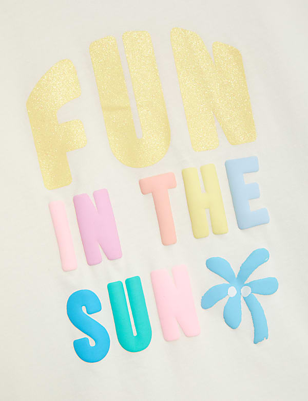 Pure Cotton Slogan T-Shirt (2-8 Yrs)