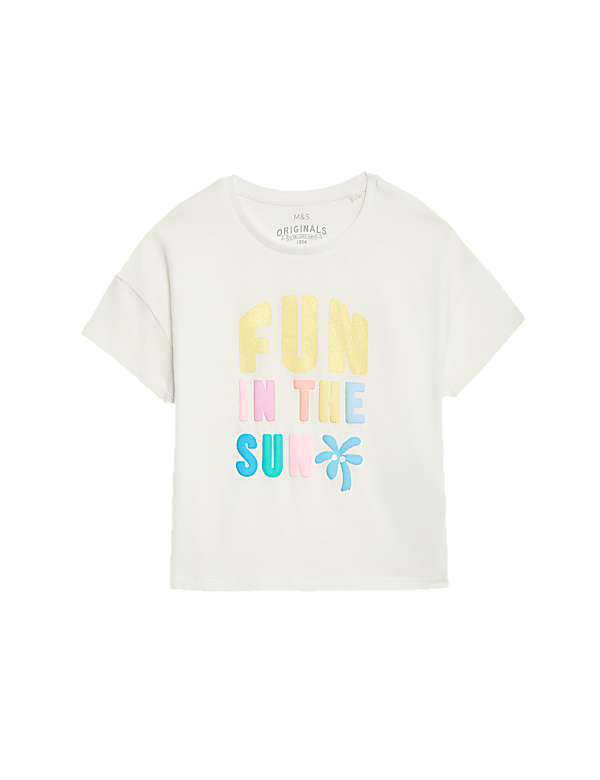 Pure Cotton Slogan T-Shirt (2-8 Yrs)