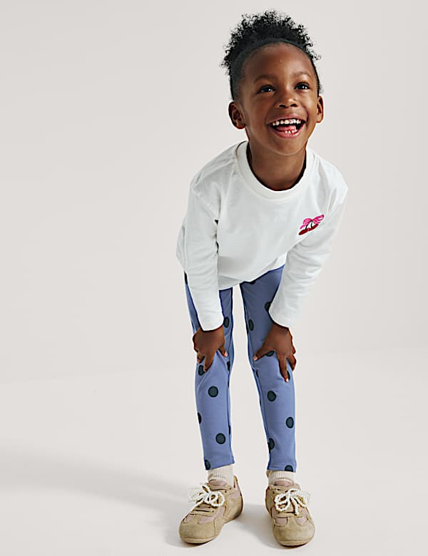 Cotton Rich Jersey Spot Print Leggings (2-8 Yrs) - CH