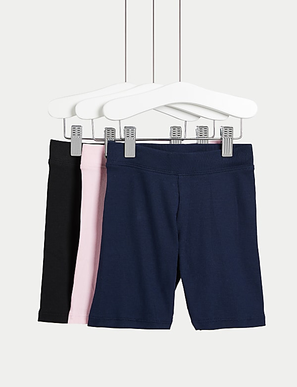 3pk Cotton Rich Cycling Shorts (2-8 Yrs) - IT