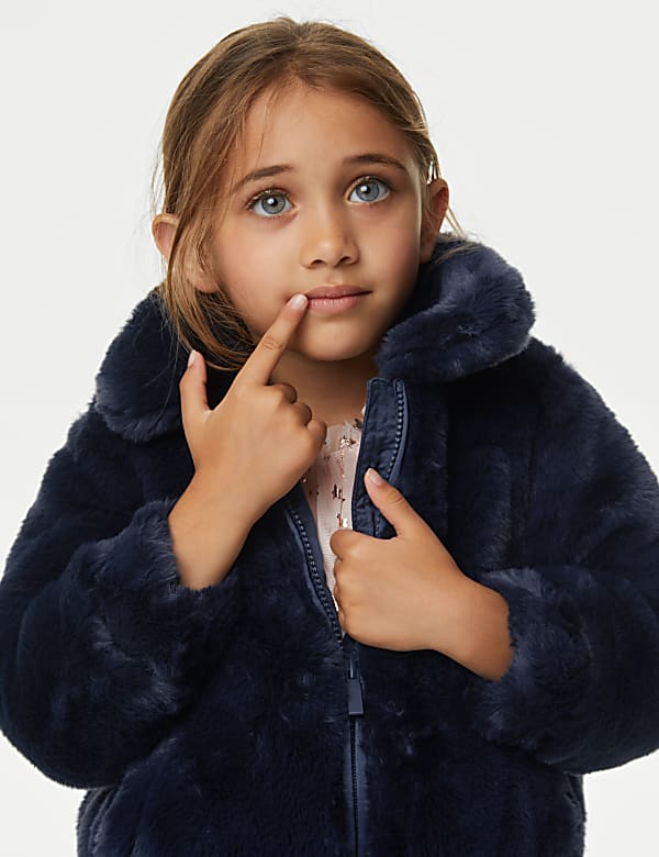 M&s blue fur coat sales