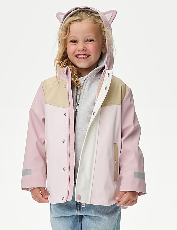 Kitten Ear Colour Block Fisherman Coat (2-8 Yrs) - AT