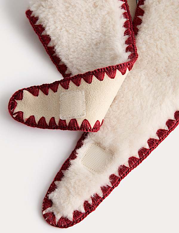 סט 2 חלקים של מעיל וצעיף צמריריים עם תיפורים בקצוות (2‏-10 שנים) - IL