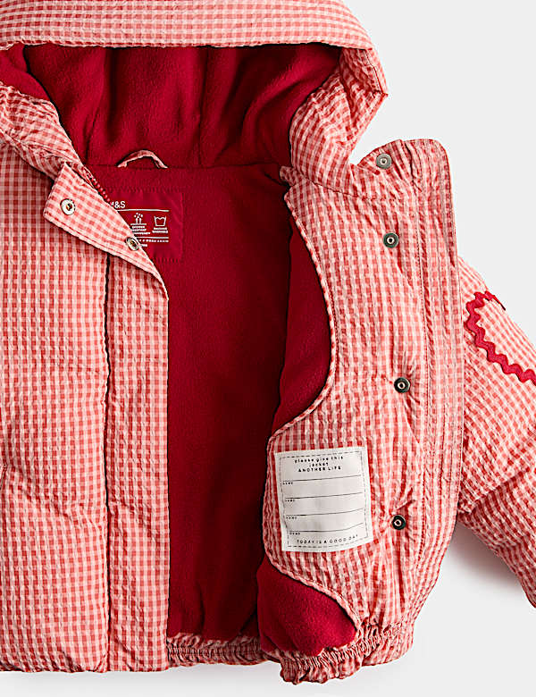 Gingham Hooded Puffer Coat (2-8 Yrs) - PT