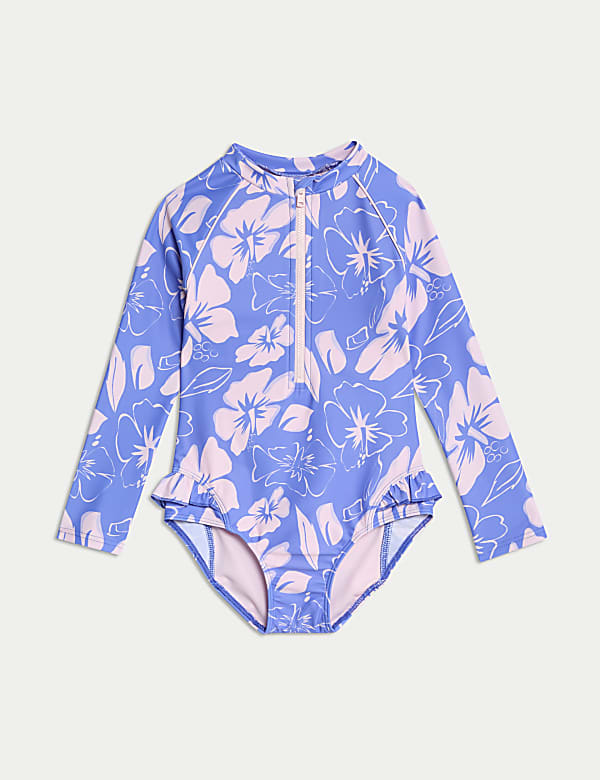 Floral Print Long Sleeve Swimsuit (2-8 Yrs)