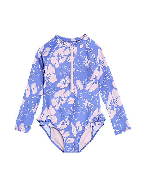 Floral Print Long Sleeve Swimsuit (2-8 Yrs)