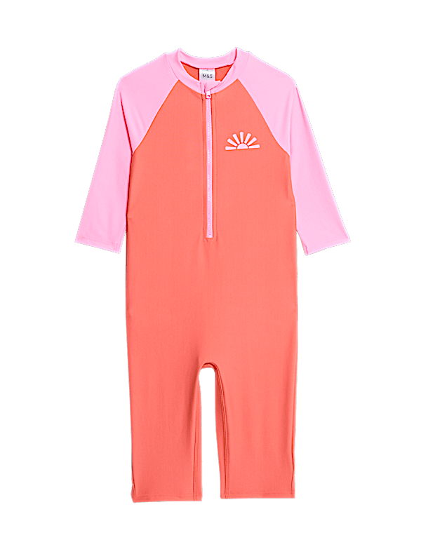 Colourblock Long Sleeve All In One Swimsuit (2-8 Yrs)