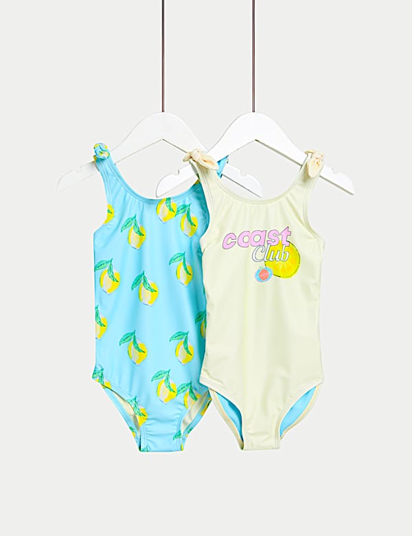 2pk Lemon Print Swimsuits (2-8 Yrs) - KG