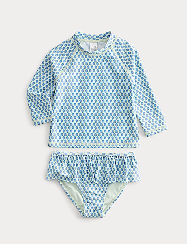 2 Piece Floral Block Print Swim Set (2-8 Yrs)