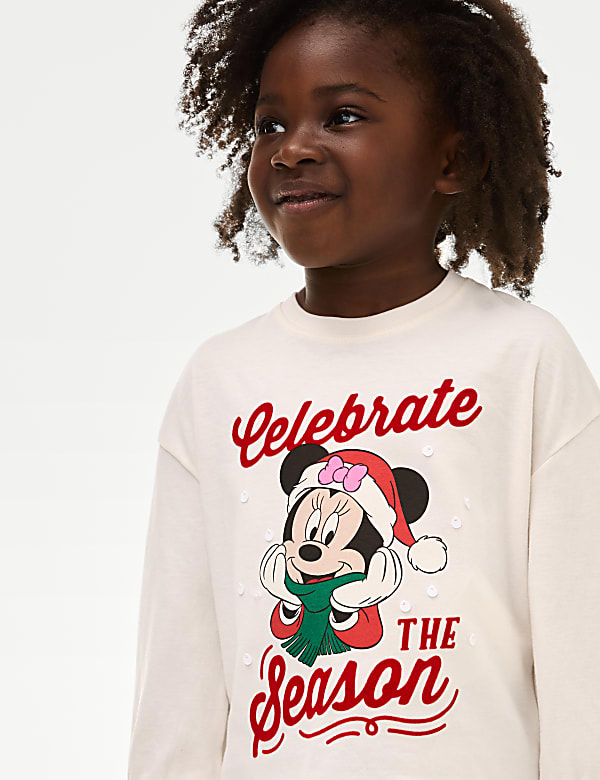 Pure Cotton Minnie Mouse&trade; Christmas Top (2-8 Yrs) - KR