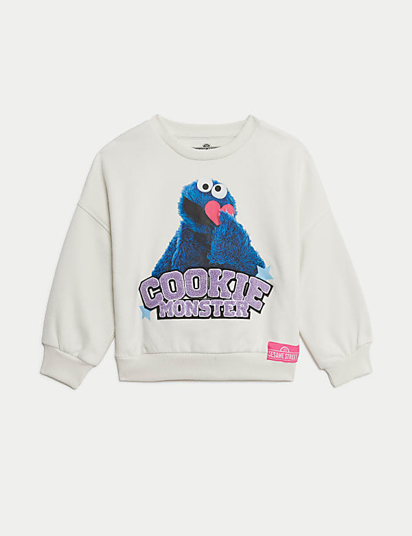 Katoenrijke sweater met Cookie Monster&trade;-print (2-8 jaar) - BE