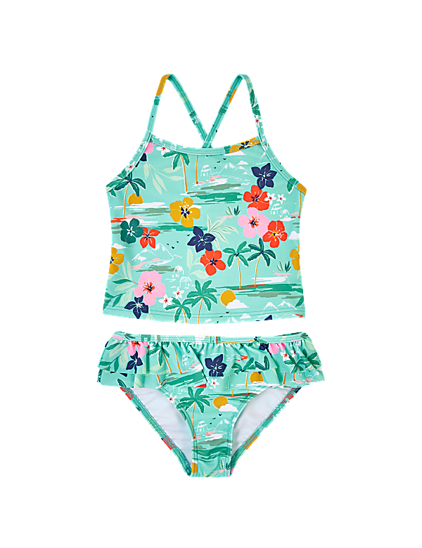 Hawaiian Print Tankini Set (2-7 Yrs)