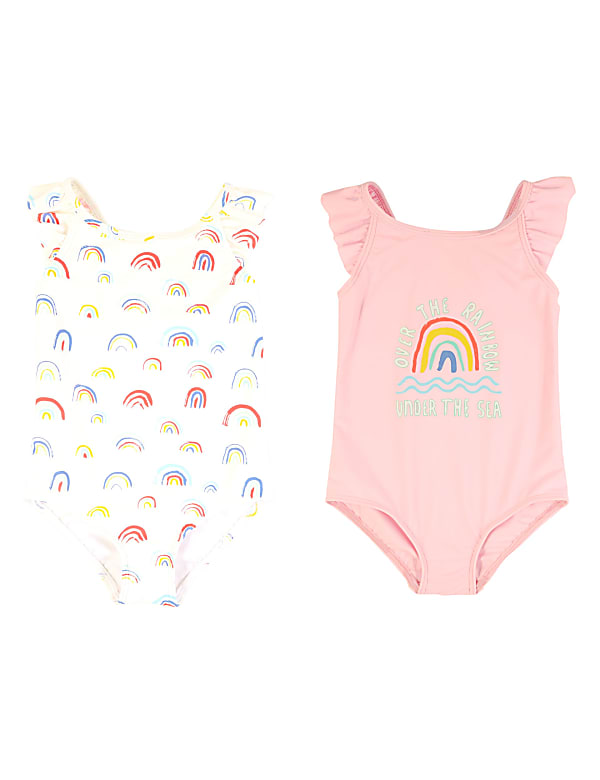 2 Pack Rainbow Print Swimsuits (2-7 Yrs)