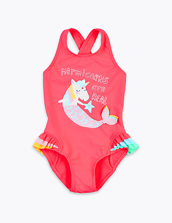 Mermicorns are Real' Slogan Swimsuit (2-7 Yrs)