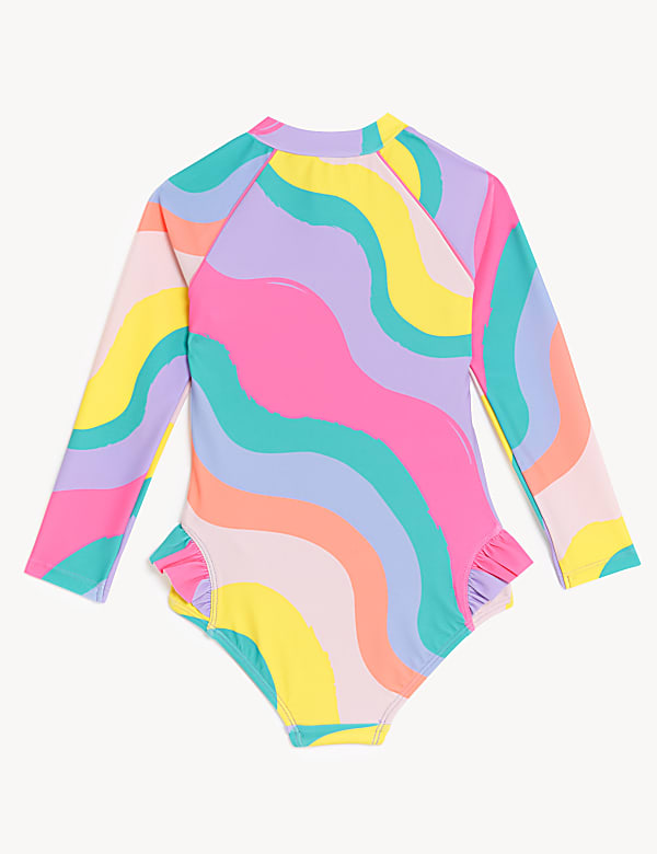 Striped Long Sleeve Swimsuit