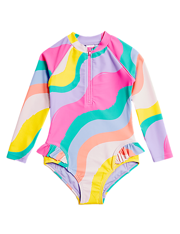 Striped Long Sleeve Swimsuit
