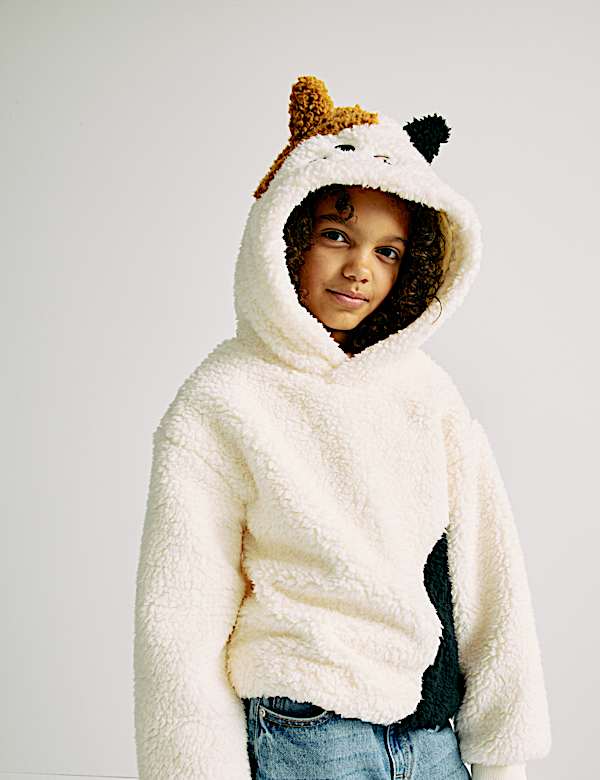 קפוצ'ון צמרירי Squishmallows™‎ עם דוגמת חתול (12-5 שנים) - IL