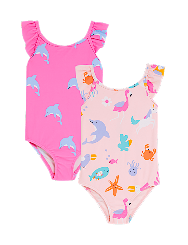 2pk Dolphin Frill Swimsuits