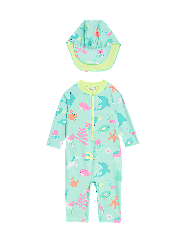 2pc Sea Life Long Sleeve Swim Set