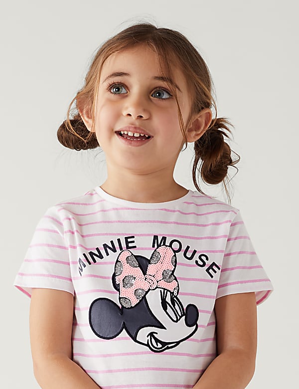 Pure Cotton Minnie Mouse™ Sequin T-Shirt (2-8 Yrs)
