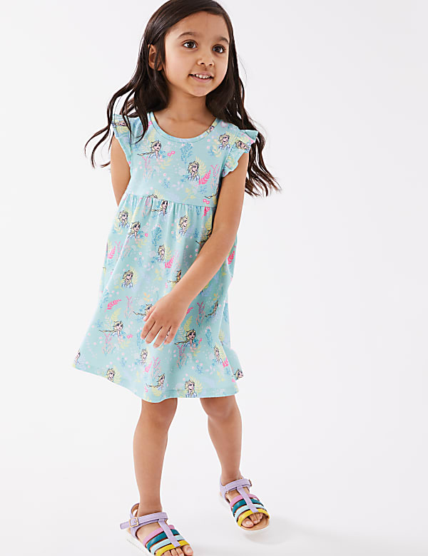 Pure Cotton Frozen&trade; Print Dress (2-7 Yrs)
