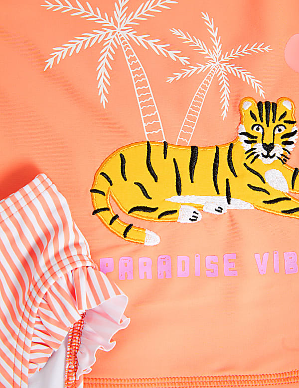 2pc Tiger Long Sleeve Rash Vest Swim Set (2-8 Yrs)