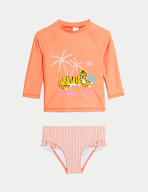 2 Potong Set Rompi Renang Lengan Panjang Tiger Rash (2-8 Thn) - ID