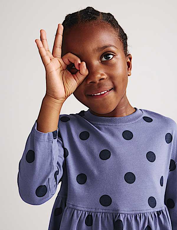 Pure Cotton Polka Dot Dress (2-8 Yrs) - JP