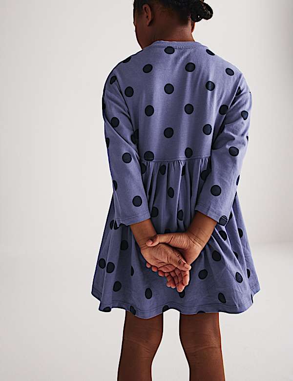 Pure Cotton Polka Dot Dress (2-8 Yrs) - JP