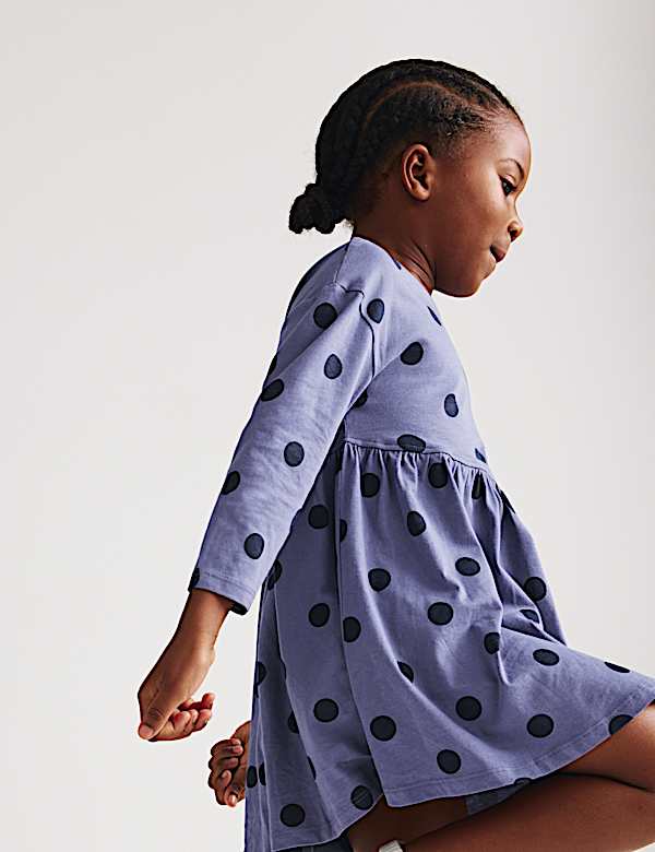 Pure Cotton Polka Dot Dress (2-8 Yrs) - JP