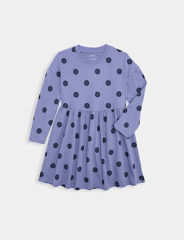 Pure Cotton Polka Dot Dress (2-8 Yrs) - JP