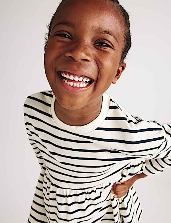 Pure Cotton Jersey Striped Dress (2-8 Yrs) - JP