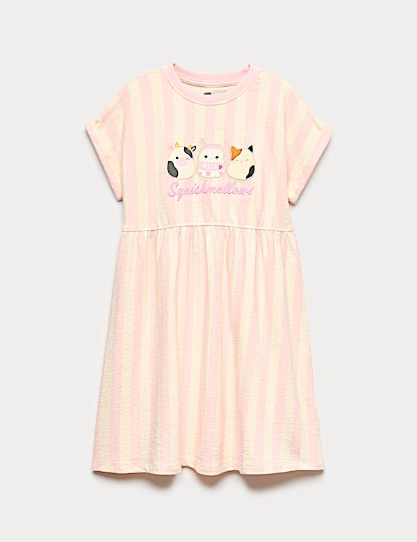 M&S Pure Cotton Squishmallows Sweatshirt Dress (5-10 Yrs) - Light Pink - 8-9 Y