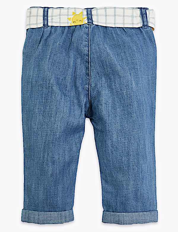 Pure Cotton Belted Jeans (0-3 Yrs)