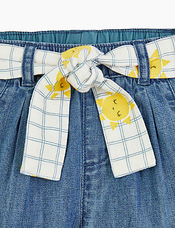 Pure Cotton Belted Jeans (0-3 Yrs)