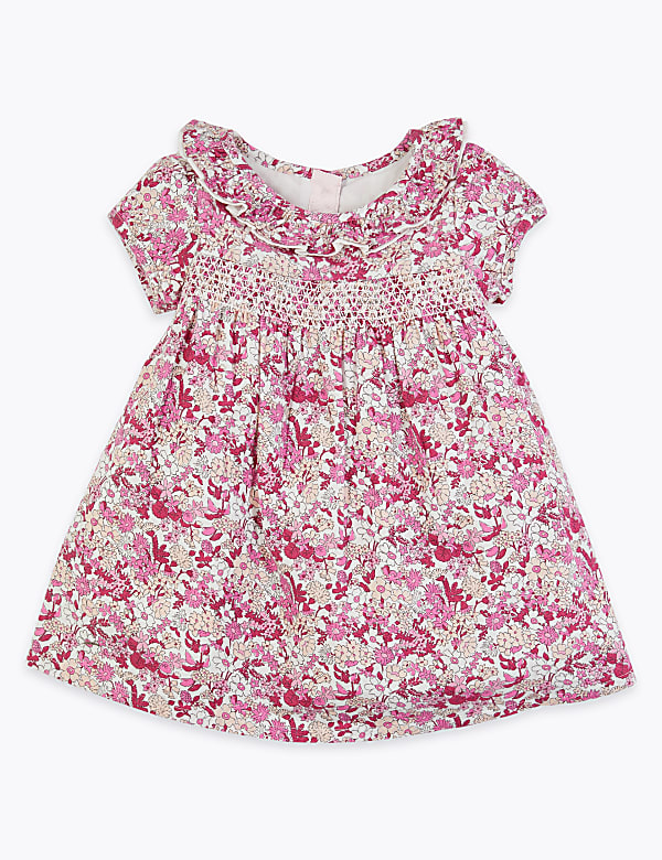 Cotton Floral Smock Dress (0-3 Yrs)