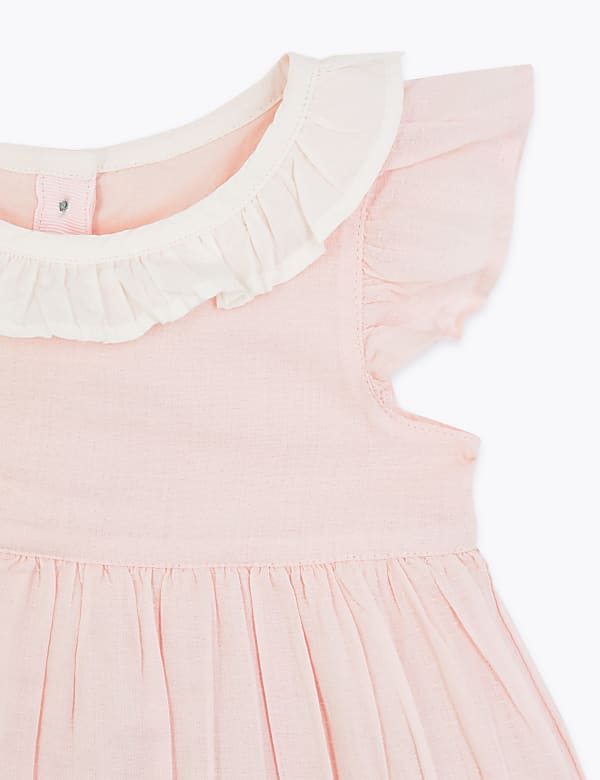 Cotton Dobby Frill Dress (0-3 Yrs)